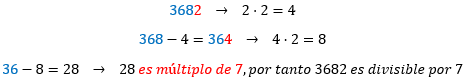Ejemplo criterio divisibilidad del 7