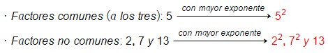 Factores comunes y no comunes de 140, 325 y 490 Factores comunes y no comunes de 140, 325 y 490